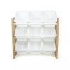 Kids' Journey Toy Storage Organizer with 9 Plastic Storage Bins Natural Wood/White