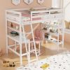 Twin Size Loft Bed with Desk and Bookshelves for Kids and Teens