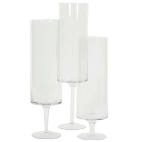 DIY Wedding Koyal Wholesale Pillar Candle Hurricane Pedestal Holders, Tall Glass Pedestal Candle Holders Centerpiece, Wedding Glass Stem Hurricanes Se