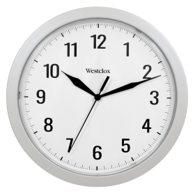 Westclox 9.75" Silver Analog QA Wall Clock with Classic Design and Hidden Storage