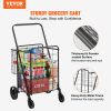 VEVOR Folding Shopping Cart, Jumbo Grocery Cart with Double Baskets, 360¬∞ Swivel Wheels, Heavy Duty Utility Cart, 110 LBS Large Capacity Utility Cart