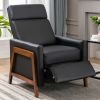 Wood-Framed PU Leather Recliner Chair Adjustable Home Theater Seating with Thick Seat Cushion and Backrest Modern Living Room Recliners, Black(Old SKU