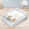 Spacious 20-Inch Open Cat Litter Box with Snap-On Fence - Easy-to-Clean, Extra Large Size for Cats of All Ages