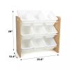 Kids' Journey Toy Storage Organizer with 9 Plastic Storage Bins Natural Wood/White