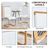 1 table and 4 chairs. Glass dining table with 0.39 "tempered glass tabletop and wooden metal legs. White PUleather high backrest soft padded side chai