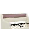 Twin Size Daybed with Hydraulic Storage, Upholstered Daybed with Lift Up Storage, Twin Leather Daybed with Charging Station and LED Lights,Beige