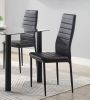 Modern Style Black Metal Finish Side Chairs 2pc Set Faux Leather Upholstery Contemporary Dining Room Furniture