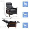 Wood-Framed PU Leather Recliner Chair Adjustable Home Theater Seating with Thick Seat Cushion and Backrest Modern Living Room Recliners, Black(Old SKU