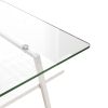 Rectangle Coffee Table, Tempered Glass Tabletop with White Metal Legs, Modern Table for Living Room , Transparent Glass