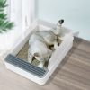 Spacious 20-Inch Open Cat Litter Box with Snap-On Fence - Easy-to-Clean, Extra Large Size for Cats of All Ages