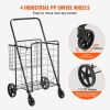 VEVOR Folding Shopping Cart, Jumbo Grocery Cart with Double Baskets, 360¬∞ Swivel Wheels, Heavy Duty Utility Cart, 110 LBS Large Capacity Utility Cart