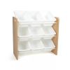 Kids' Journey Toy Storage Organizer with 9 Plastic Storage Bins Natural Wood/White