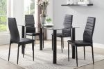 Modern Style Black Metal Finish Side Chairs 2pc Set Faux Leather Upholstery Contemporary Dining Room Furniture