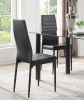 Modern Style Black Metal Finish Side Chairs 2pc Set Faux Leather Upholstery Contemporary Dining Room Furniture