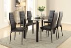 Modern Style Black Metal Finish Side Chairs 2pc Set Faux Leather Upholstery Contemporary Dining Room Furniture