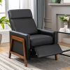 Wood-Framed PU Leather Recliner Chair Adjustable Home Theater Seating with Thick Seat Cushion and Backrest Modern Living Room Recliners, Black(Old SKU