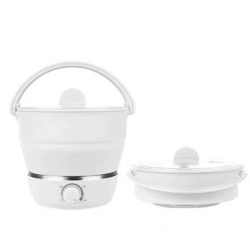 Portable Travel Folding Electric Cooker Multifunctional Electric Hot Pot Food Grade Silicone Dormitory Mini Electric Cooker (Option: White-EU)