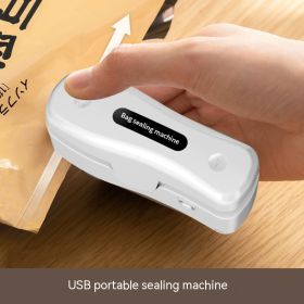 Rechargeable Small USB Mini Sealing Machine Portable Kitchen Gadgets (Option: Milky White-USB)