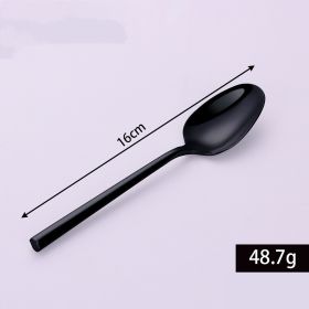 Stainless Steel Knife Fork And Spoon Set Hexagonal Forging (Option: Titanium Black Dessert Spoon)