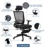 High back mesh chair  with wideand fixed headrest; color black; 300lbs