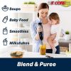 5 Core Handheld Blender, Electric Hand Blender 8-Speed 500W, Immersion Hand Held Blender Stick with Food Grade Stainless Steel Blades for Perfect Smoo