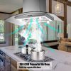 36 inch Stainless Steel Island Mount Range Hood 900CFM Tempered Glass w/LED Lights