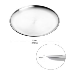 Korean Style Stainless Steel Barbecue Plate Brushed Round Color Fruit Food Plate Tableware (Color: SILVER)